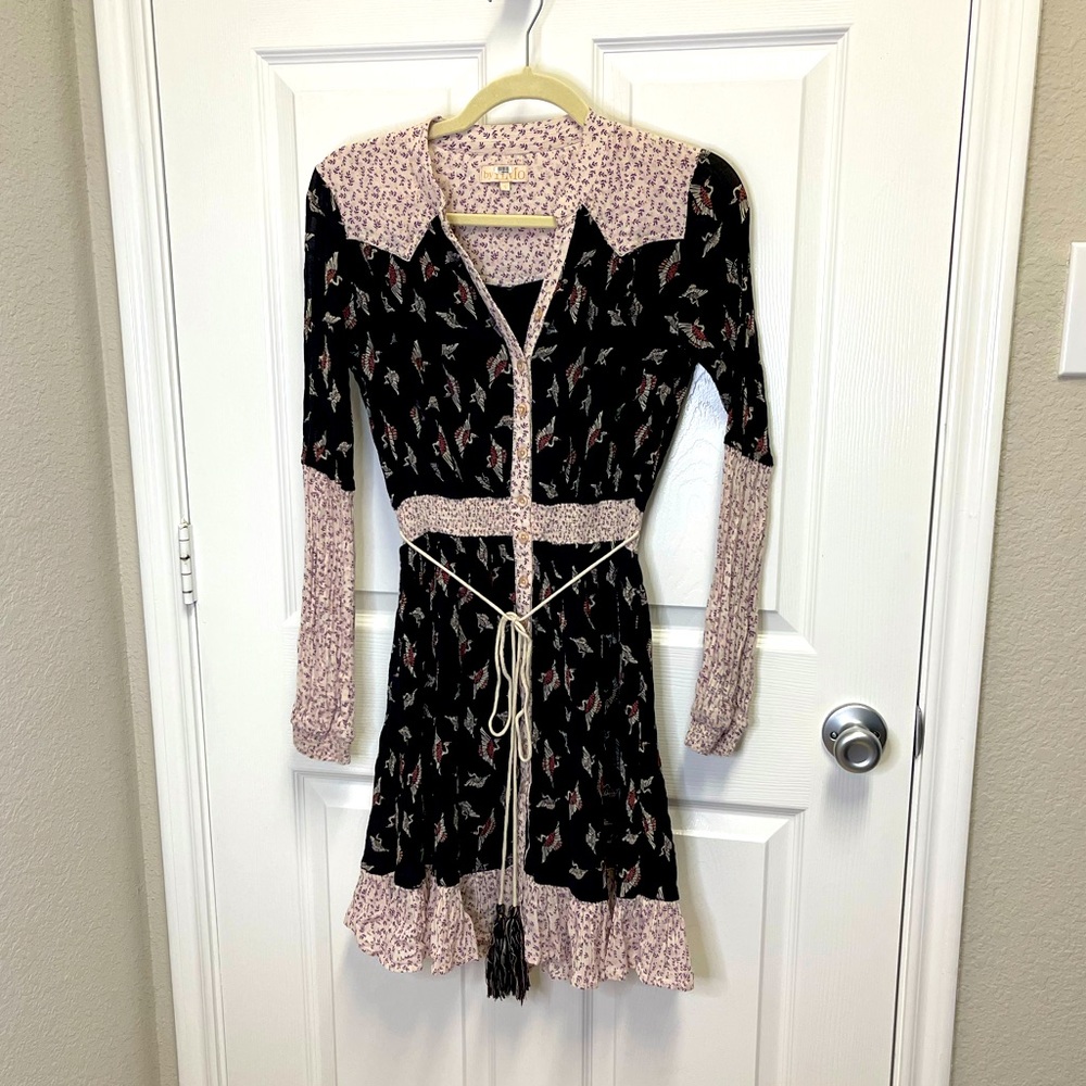 By Timo Boho Bird Pattern Button Down Dress